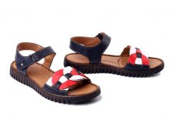 KOCH 030.113.1610.M granatowo-biało-czerwony, sandały damskie. Niebieskie sandały damskie KOCH, bez wzorów, ze skóry, bez obcasa. Za 239.90 zł.