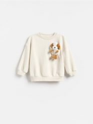 Bluza z misiem - jasnoszary. Szare bluzy i bluzki niemowlęce Reserved, bez wzorów, z bawełny, bez ramiączek, bez kaptura. Za 59.99 zł.