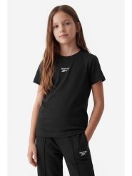 Reebok T-Shirt RK95028CCG Czarny Regular Fit. Czarne koszulki dziewczęce Reebok, bez wzorów, z bawełny, bez ramiączek. Za 49.99 zł.