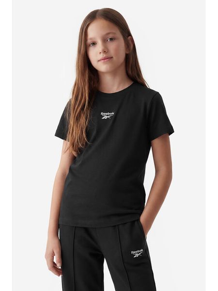 Reebok T-Shirt RK95028CCG Czarny Regular Fit. Czarne koszulki dziewczęce Reebok, bez wzorów, z bawełny, bez ramiączek. Za 49.99 zł.