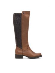 Rieker Kozaki Z9591-22 Brązowy. Brązowe kozaki damskie Rieker, ze skóry, bez obcasa, na słupku. Za 299.99 zł.