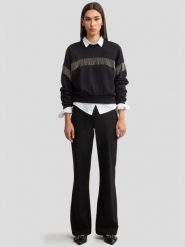 Bluza damska z frędzlami czarna Frola 906. Czarne bluzy bez kaptura damskie Big Star, l, z bawełny. W wyprzedaży za 139.99 zł.