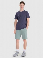 4F Spodenki dresowe męskie - khaki M. Brązowe szorty męskie 4f, z bawełny, bez kołnierzyka. Za 149.99 zł.