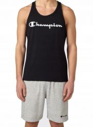 KOSZULKA męska CHAMPION bez rękawów 222282-KK001 sportowa tank top czarna S. Czarne t-shirty sportowe męskie CHAMPION, m, z bawełny, bez ramiączek. Za 119.00 zł.
