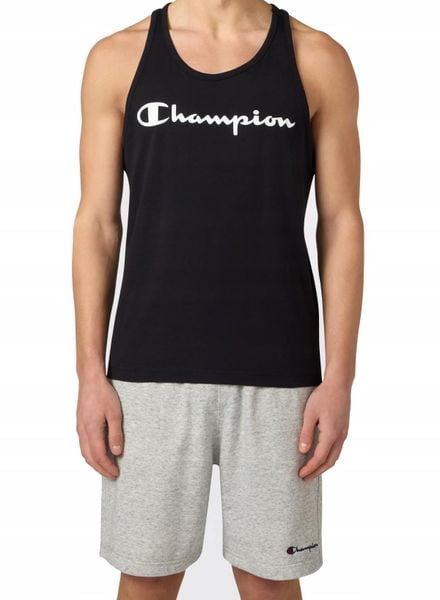 KOSZULKA męska CHAMPION bez rękawów 222282-KK001 sportowa tank top czarna S. Czarne t-shirty sportowe męskie CHAMPION, m, z bawełny, bez ramiączek. Za 119.00 zł.