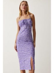Happiness Istanbul Sukienka w kolorze fioletowo-białym rozmiar: 38. Różowe sukienki damskie Happiness Istanbul, bez wzorów, bez kołnierzyka, bez ramiączek, midi. Za 60.99 zł.