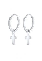 Elli Kobiety Creole Pendant Cross Religia w 925 Sterling Silver Kolczyki 1 ct Damski. Szare kolczyki damskie Elli, srebrne. Za 168.99 zł.