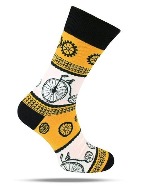 Tematyczne Skarpetki Bawełniane - w Rowery i Zębatki. Żółte skarpetki męskie His Story, bez wzorów, z bawełny. Za 34.99 zł.