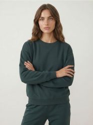 Dresowa bluza crewneck basic - zielony. Zielone bluzy bez kaptura damskie Sinsay, l, z dresówki. Za 35.99 zł.