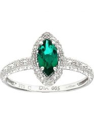 Revoni Złoty pierścionek z diamentami i szmaragdem rozmiar: 50. Szare pierścionki damskie Revoni, z diamentem, złote. Za 1,731.99 zł.