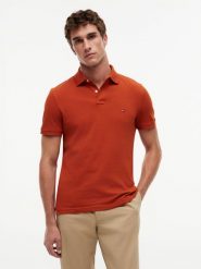 Tommy Hilfiger koszulka polo Mężczyźni Bawełna pomarańczowy, XL. Brązowe koszulki polo męskie Tommy Hilfiger, m, bez wzorów, z bawełny, bez ramiączek. Za 329.95 zł.