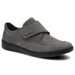 Półbuty damskie Pollonus, naturalna skóra nubuk z regulowanym zapięciem na rzep niska konstrukcja i elastyczna podeszwa, szare, 5-1209-004. Szare półbuty damskie Pollonus, bez wzorów, z nubiku, biznesowe, bez obcasa. Za 175.00 zł.