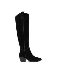 Badura Kozaki C-ANIYA-DX01381 Czarny. Czarne kozaki damskie Badura, ze skóry, bez obcasa, na słupku. Za 369.99 zł.