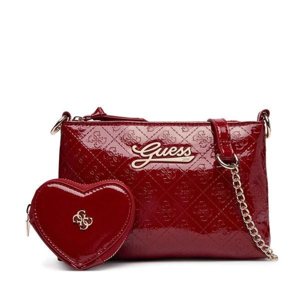 Torebka Guess. Czerwone listonoszki damskie Guess, z aplikacjami, bez dodatków. Za 234.99 zł.