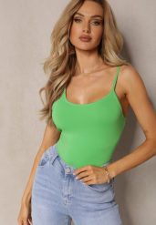 Zielony Tank Top na Ramiączkach z Elastycznej Bawełny Daudia. Zielone topy damskie Renee, l, bez wzorów, z bawełny, bez kołnierzyka. Za 19.99 zł.