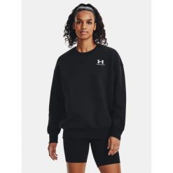 Bluza fitness damska UNDER ARMOUR Icon Fleece Oversized Crew. Czarne bluzy bez kaptura damskie Under Armour, m, bez wzorów, bez ramiączek, bez kaptura. Za 179.99 zł.