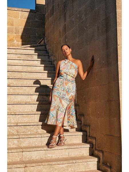 By Malina Sukienka "Ellie" ze wzorem rozmiar: S. Sukienki damskie BY MALINA, s, bez wzorów, bez kołnierzyka, bez ramiączek, maxi. Za 368.09 zł.