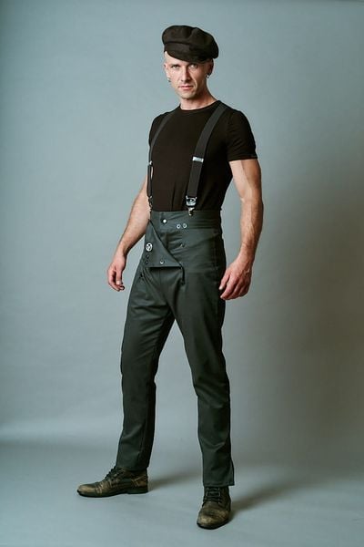 Spodnie Oficery Męskie Butelkowozielone. Białe spodnie materiałowe męskie Hultaj Polski, bez wzorów, z bawełny, militarne. Za 479.00 zł.