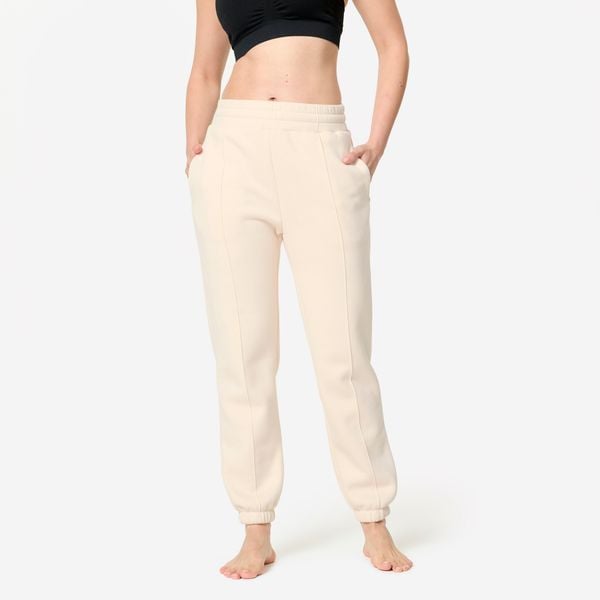 Spodnie dresowe damskie Domyos Gym & Pilates. Brązowe spodnie dresowe damskie DOMYOS, l, z bawełny, na fitness i siłownię. Za 109.99 zł.