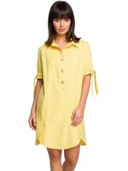 Be Wear Sukienka w kolorze żółtym rozmiar: M. Żółte sukienki damskie Be Wear, m, bez wzorów, bez kołnierzyka, bez ramiączek, midi. Za 145.26 zł.