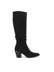 DeeZee Kozaki CEO-WS22367-02 Czarny. Czarne kozaki damskie DeeZee, z materiału, bez obcasa, na słupku. Za 199.99 zł.