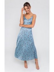 Zibi London Sukienka w kolorze niebieskim ze wzorem rozmiar: XL. Niebieskie sukienki damskie Zibi London, xl, bez wzorów, bez kołnierzyka, bez ramiączek, maxi. Za 57.06 zł.