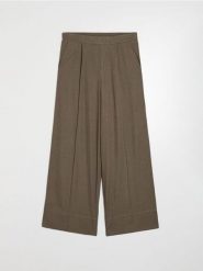 Spodnie wide leg z wiskozą i domieszką lnu - brązowy. Brązowe spodnie materiałowe damskie Sinsay, bez wzorów, z wiskozy. Za 59.99 zł.