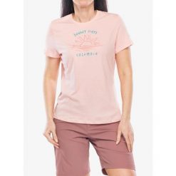 Koszulka z nadrukiem damska Columbia Ruby Springs Graphic Fitted. Czerwone t-shirty damskie Columbia, bez wzorów, bez ramiączek. Za 92.99 zł.