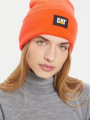 CAT Footwear Czapka Label Cuff 1090026 Pomarańczowy. Brązowe czapki zimowe damskie CAT Footwear, z materiału. Za 99.99 zł.