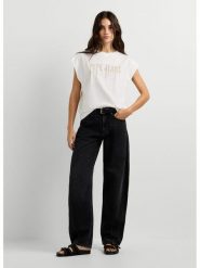 Pepe Jeans Koszulka "Carina" w kolorze białym rozmiar: M. Białe bluzki damskie Pepe Jeans, m, bez wzorów, z bawełny, bez kołnierzyka, bez ramiączek. Za 96.37 zł.
