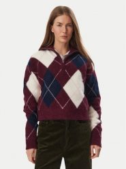 Tommy Jeans Sweter Fluffy DW0DW23351 Fioletowy Regular Fit. Fioletowe swetry klasyczne damskie Tommy Jeans, xl, z jeansu, bez kołnierzyka. Za 649.99 zł.