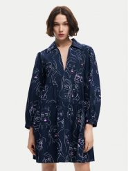 Desigual Sukienka codzienna Louisville 24WWVW66 Granatowy Loose Fit. Niebieskie sukienki damskie Desigual, na co dzień, s, bez wzorów, z bawełny, bez kołnierzyka, bez ramiączek, proste. Za 339.99 zł.