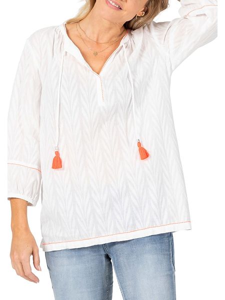 Timezone Bluzka w kolorze białym rozmiar: XL. Białe bluzki damskie Timezone, xl, z aplikacjami, z bawełny, bez kołnierzyka, bez ramiączek. Za 78.84 zł.