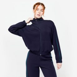 Bluza na zamek damska Domyos Heritage. Niebieskie bluzy bez kaptura damskie DOMYOS, l, z bawełny. Za 139.99 zł.