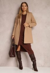 Beżowy Płaszcz Jednorzędowy Bulah. Brązowe płaszcze damskie Renee, m, bez wzorów, klasyczne. Za 159.99 zł.