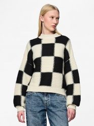 Pieces Sweter w kolorze kremowo-czarnym rozmiar: XS. Brązowe golfy damskie Pieces, xs, bez wzorów, z wełny, bez ramiączek. Za 97.28 zł.