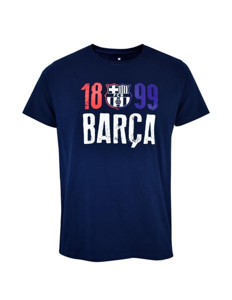 FC Barcelona 1899 dunkelblaues Kinder-T-Shirt. T-shirty damskie FC Barcelona, bez wzorów, z materiału, bez kołnierzyka. Za 112.01 zł.
