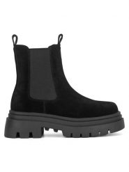 Badura Sztyblety 3C12701F Czarny. Czarne botki damskie Badura, ze skóry, bez obcasa, na płaskiej podeszwie, bez zapięcia. Za 329.99 zł.