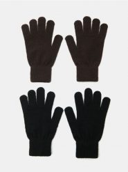 Rękawiczki 2 pack - brązowy. Brązowe rękawiczki damskie Sinsay, bez wzorów. Za 7.99 zł.