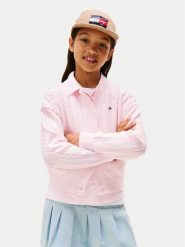 Tommy Hilfiger Kardigan KG0KG08546 Różowy Regular Fit. Czerwone swetry dziewczęce Tommy Hilfiger, bez wzorów, z bawełny, bez kołnierzyka. Za 339.99 zł.