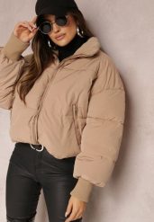 Beżowa Pudełkowa Kurtka Pikowana o Kroju Oversize Isatti. Brązowe kurtki damskie Renee, l, bez wzorów, bez kaptura. Za 159.99 zł.