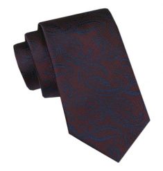 Elegancki Krawat Męski - Alties - Bordowy, Niebieski Motyw Kwiatowy. Czerwone krawaty i muchy męskie Alties, bez wzorów, z tkaniny, eleganckie. Za 49.00 zł.