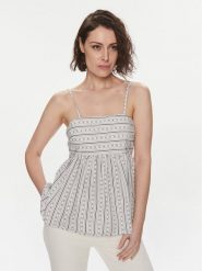 TWINSET Top 241TF2023 Biały Regular Fit. Białe topy damskie Twinset, bez wzorów, z bawełny, bez kołnierzyka. Za 359.99 zł.