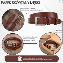 Pasek męski skórzany premium z klasyczną klamrą elegancki koniakowy 130 cm Paolo Peruzzi PG-09-CG-130. Paski męskie bez wzorów, ze skóry, eleganckie. Za 64.00 zł.