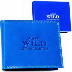 Portfel skórzany Always Wild AW-N992-MAL niebieski. Niebieskie portfele męskie Always Wild, bez wzorów, ze skóry. Za 45.00 zł.