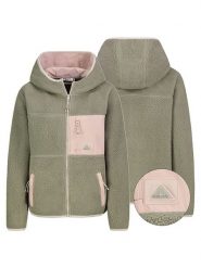 Sublevel Kurtka polarowa w kolorze jasnoróżowo-oliwkowym rozmiar: XS. Zielone kurtki damskie Sublevel, xs, bez wzorów, z polaru, bez kaptura. Za 100.52 zł.