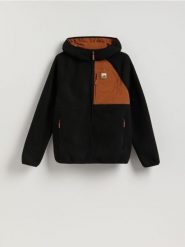 Polarowa bluza z kapturem - czarny. Czarne bluzy z kapturem męskie Reserved, l, z dzianiny. Za 159.99 zł.