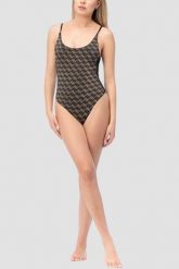 GUESS Czarny damski jednoczęściowy strój kąpielowy w monogram Diane, Rozmiar M. Czarne stroje jednoczęściowe damskie Guess, m, z aplikacjami. Za 629.99 zł.