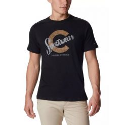 T-shirt męski Columbia Csc Seasonal Logo z krótkim rękawem. Czarne t-shirty męskie Columbia, m, bez wzorów, z bawełny, bez kołnierzyka. Za 139.00 zł.