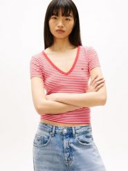 Tommy Jeans Koszulka Kobiety Bawełna czerwony|biały, S. Białe t-shirty damskie Tommy Jeans, s, bez wzorów, z bawełny, bez kołnierzyka. Za 119.95 zł.